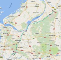 De route van vrijdag naar Doorn (tracking pas bij Wezep ingeschakeld) en de zaterdag. De terugweg op zondag vergeten...