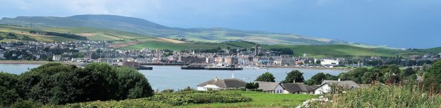 Uitzicht op het stadje Campbeltown.