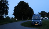 Op de bekende camperplaats in Goch, achter Nijmegen.