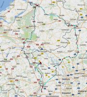 De gereden route, 532km verspreid over 5 dagen.