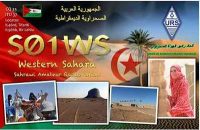 Geplukt van internet: de QSL-kaart van S01WS in Westelijke Sahara.