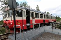 De beroemde Inlandsbanan, het treintje dat van oudsher zuid- en noord-Zweden met elkaar verbindt.