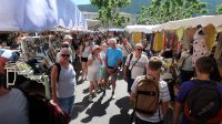 Drukte op de donderdagmarkt in Nyons.