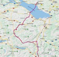 De route door Liechtenstein, over Wattwil naar Romanshorn (en Friedrichshafen).