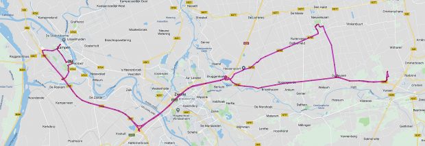 Op de heenweg de kortste route, terug via Dick in Nieuwleusen om de repeater terug te brengen, en Herman in Kampen om een antenne af te leveren.