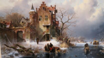 Detail uit het schilderij "Winterlanschap" uit 1863 van de hand van Charles Leickert.