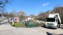 De ingang van de oude Camping Wien West.