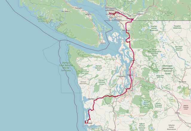 De route van week 1.